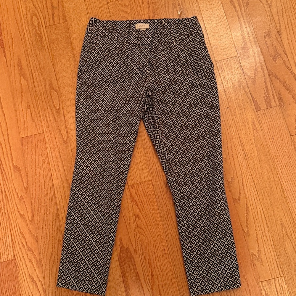 LOFT outlet black and White Patterned Pants.